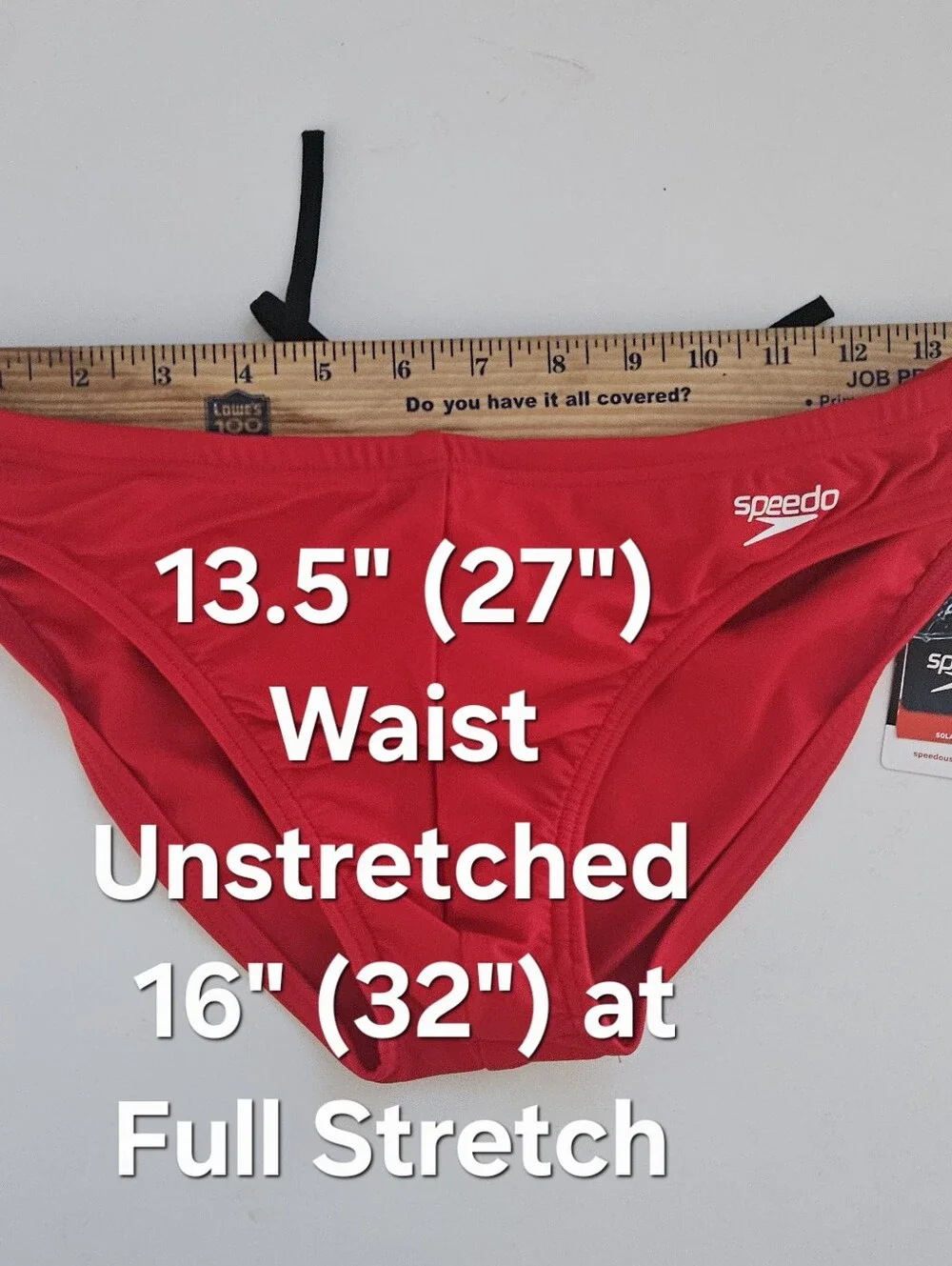 Speedo PowerFlex Eco Size 34 Red Boys Mens Swim Trunks with Elastic Drawstring